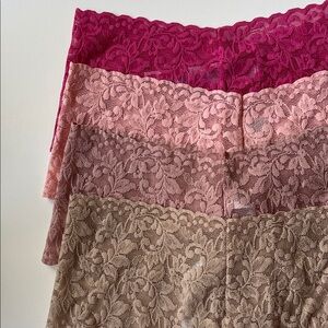 (4) NEW Hanky Panky Retro HIGH WAIST Lace THONG panties one size pink cream